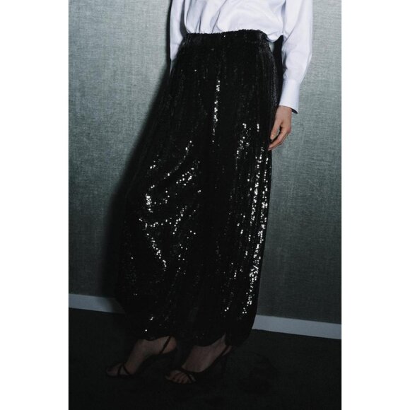 ZARA ZW COLLECTION LIMITED EDITION SEQUIN PANTS - Picture 3 of 9